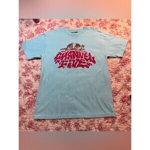 Sweet Channel Five Light Blue Tee with Red Logo and Armadillo Motif vintage tee